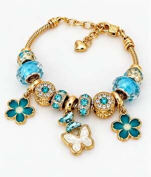 Crystal Charm Bracelet —  with Blue and White Accents
